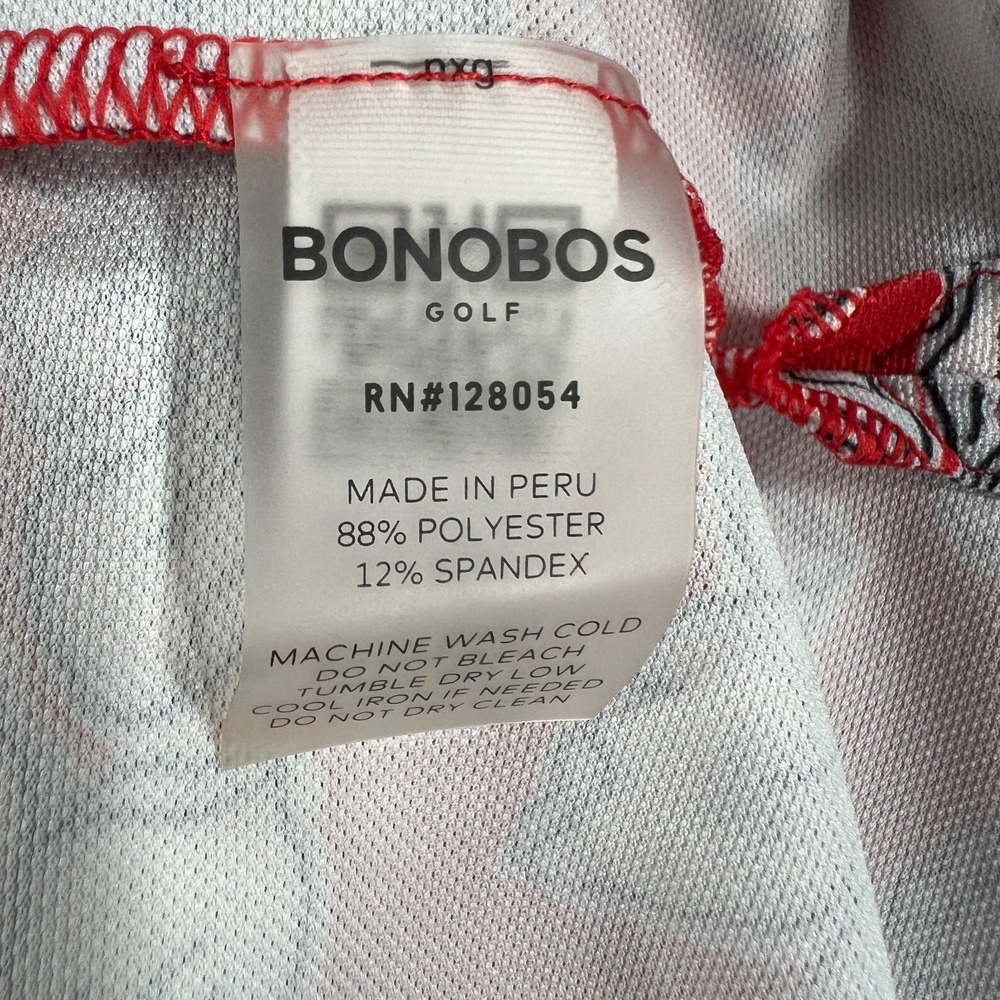 Bonobos Polo Shirt Mens Medium Red Floral Short Sleeve Casual Golf Slim Fit - Picture 10 of 12